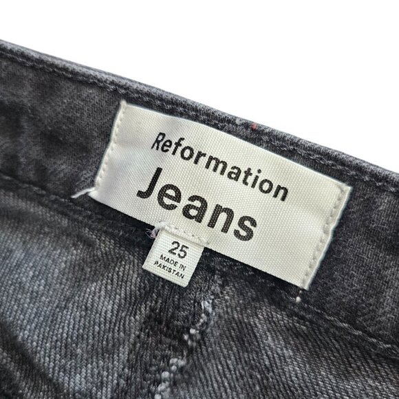 Reformation Womens Liza Ultra High Rise Slim Stright Cropped Jeans, Black, 25 - Picture 6 of 8